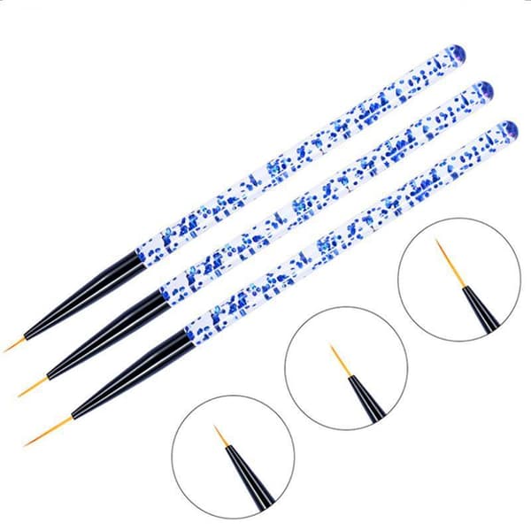 3 delar professionella nagelborstar nailpenslar nagelkonst Blå