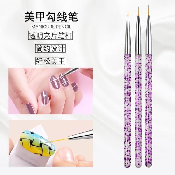 3 delar professionella nagelborstar nailpenslar nagelkonst Blå
