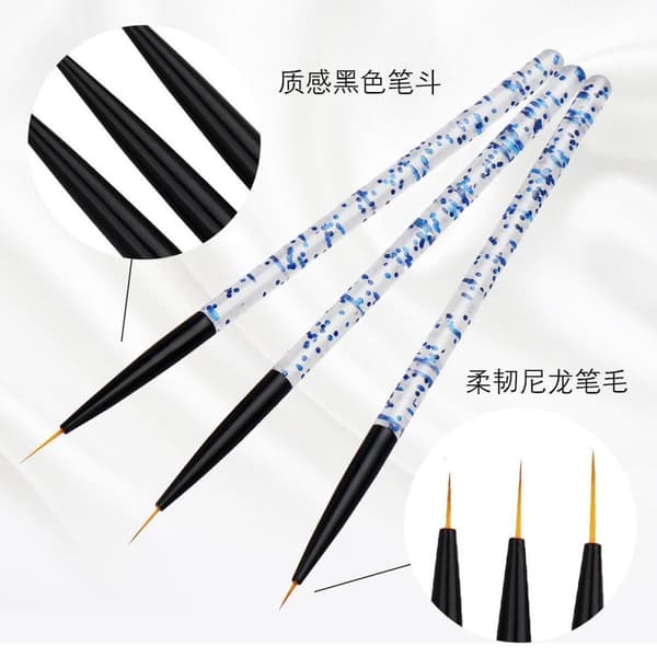 3 delar professionella nagelborstar nailpenslar nagelkonst Blå