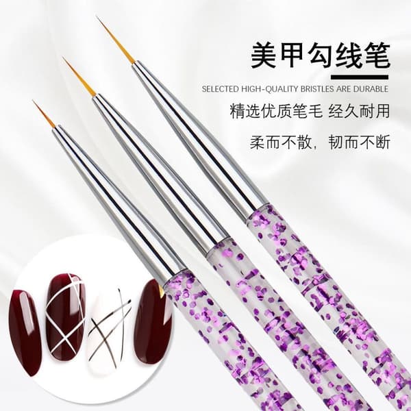 3 delar professionella nagelborstar nailpenslar nagelkonst Blå