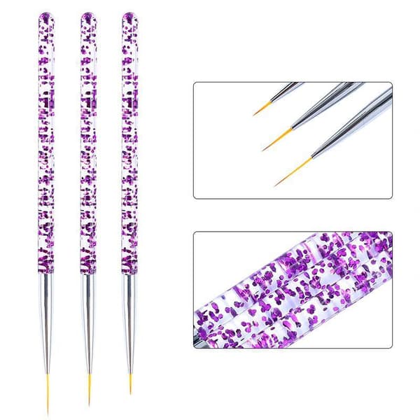 3 delar professionella nagelborstar nailpenslar nagelkonst Blå