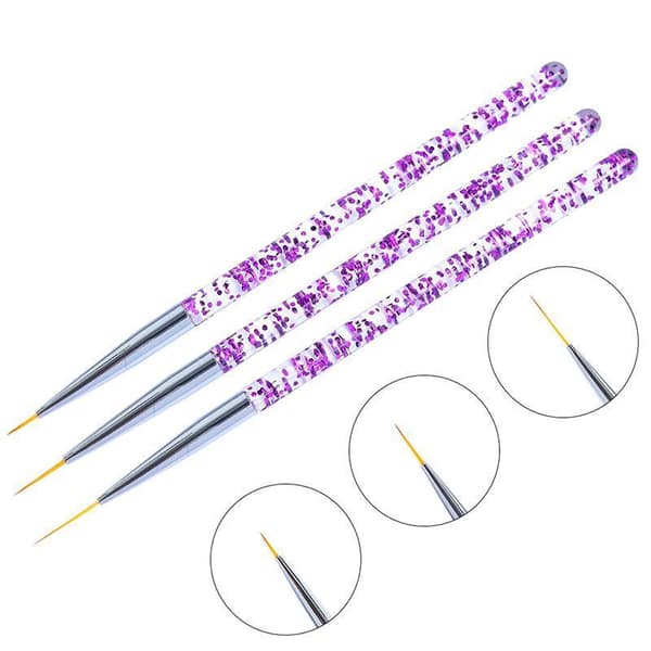 3 delar professionella nagelborstar nailpenslar nagelkonst Blå