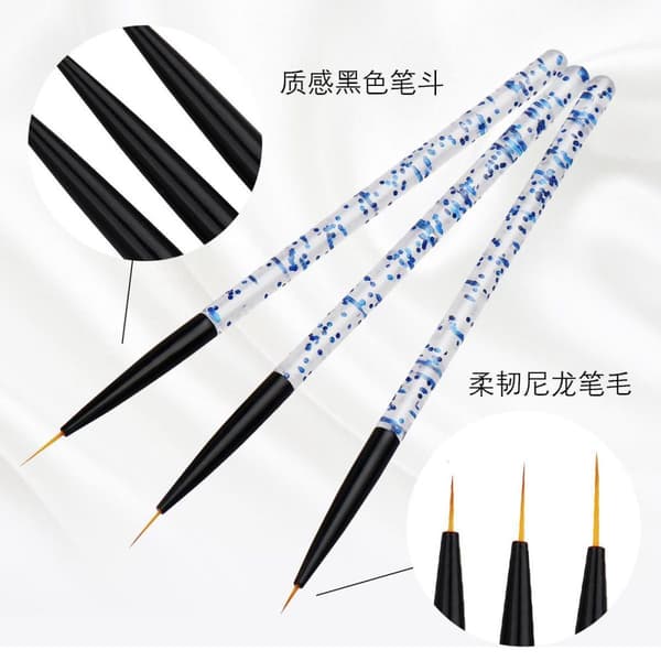 3 delar professionella nagelborstar nailpenslar nagelkonst Blå