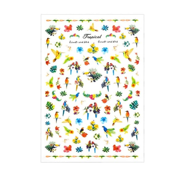 2 stora ark nagelstickers fjäril och blomma