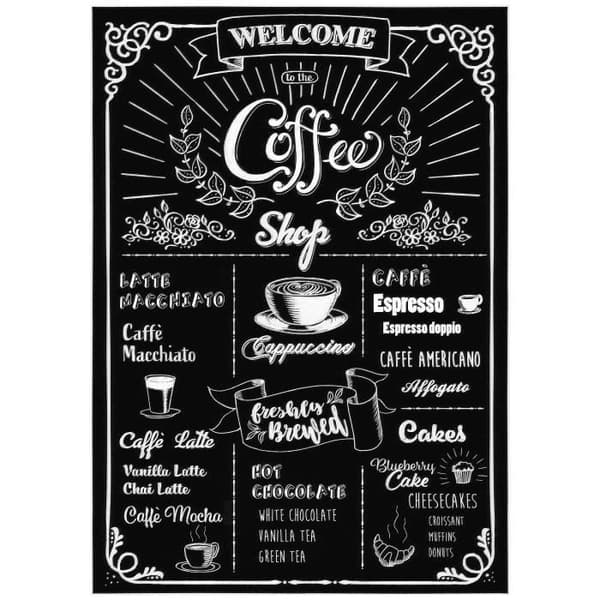 "Coffeeshop" Coffee Väggdekorationdekoration - 50x70cm Svart