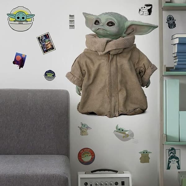 19 klistermärken inklusive 1 gigantisk repositionerbar klistermärke Mandalorian Baby Yoda stående 55,8X48,9CM