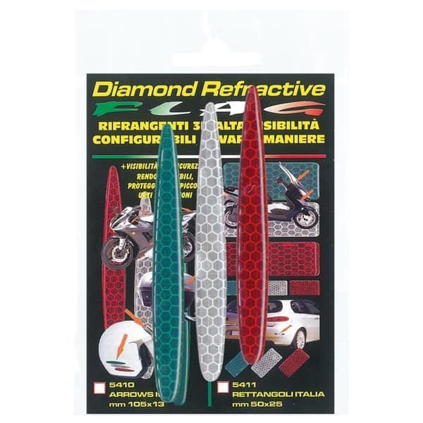 3D självhäftande refraktiva pilar Italien färger, 105 x 13 mm, paket med 3