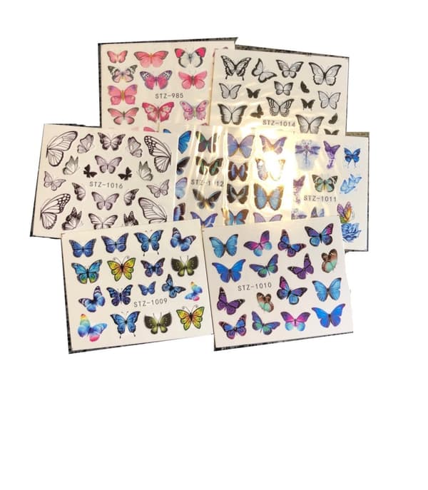 7 ark nagelstickers mix fjärilar