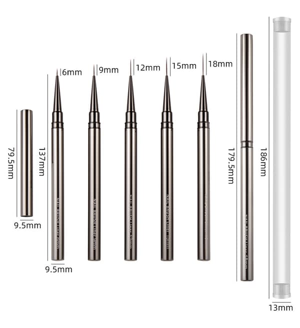 INF 5 delar professionella nagelborstar med lock