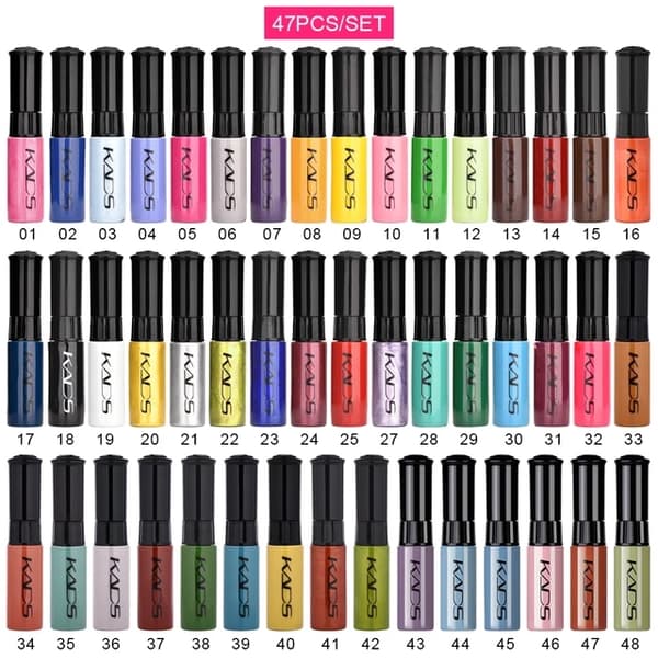Nagelstämpellack, 7 ml, Svart Vit Guld Färgglad, 47 st