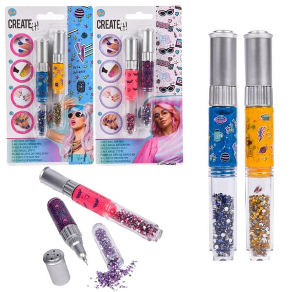 Nail Art Pen - Rhinestones & lim Rosa/lila