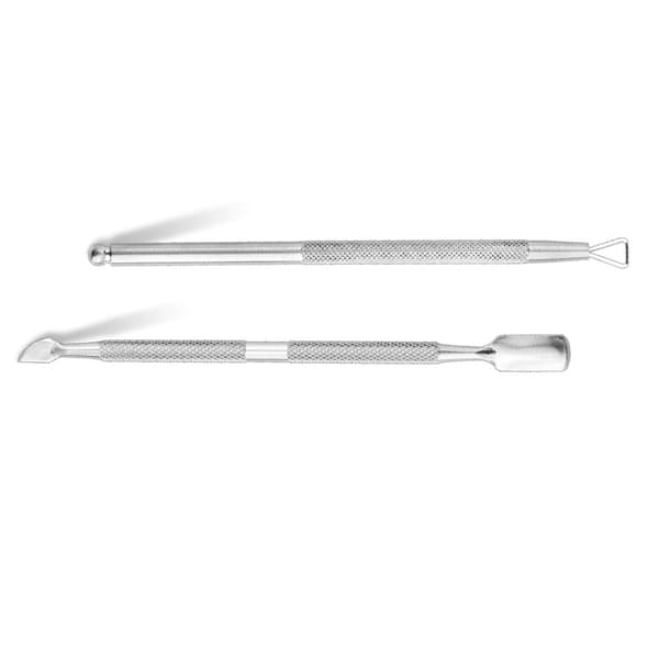 Rustfritt stål cuticle pusher & remover sett med etui