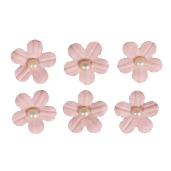 Dekorativ klistermärke: Pappersblommor med halvpärla, rosa, med självhäftande prick, tab.-LS 20st