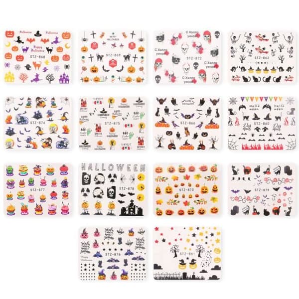 14 ark Nail Art Stickers Dekal Manikyr Tips Wrap blandat mönster