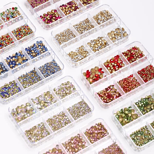 INF Marinblå nagelkonst Rhinestones - 6 fack spetsiga baksida ädelstenar
