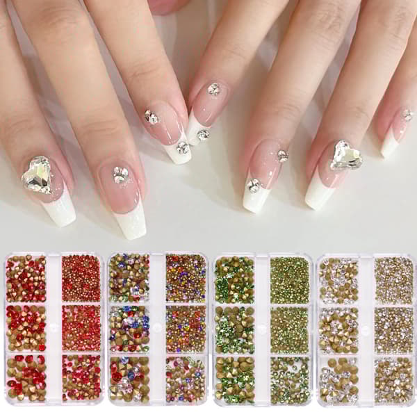 INF Marinblå nagelkonst Rhinestones - 6 fack spetsiga baksida ädelstenar