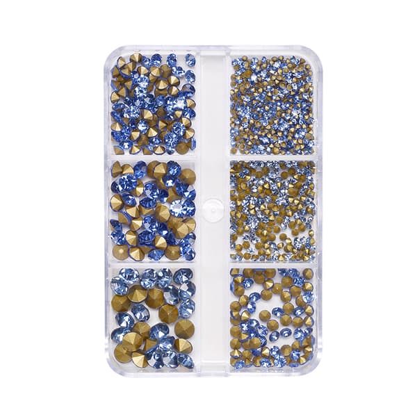 INF Marinblå nagelkonst Rhinestones - 6 fack spetsiga baksida ädelstenar