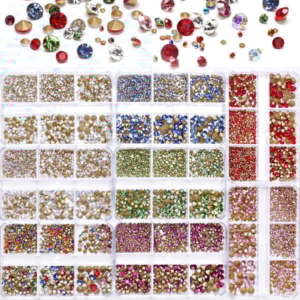 INF Pink Nail Art Rhinestones - 6 gitters med spidse bundsten
