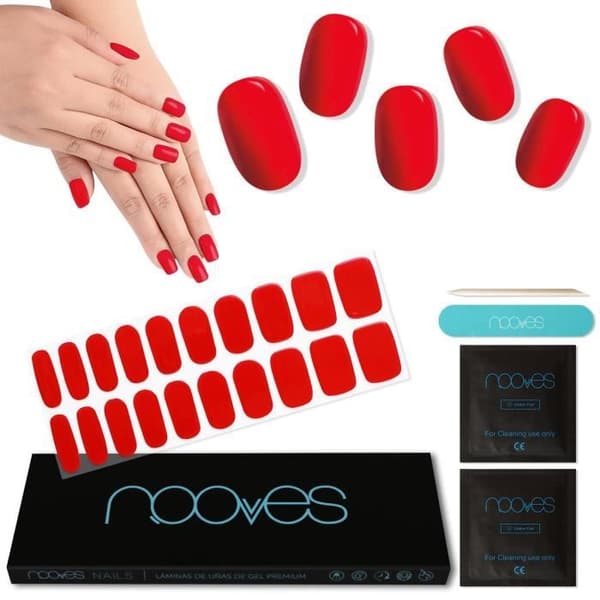 Gelnagelklistermärken - NOOVES - Premium Precuré - Röd - Professionell finish - Lätt att applicera