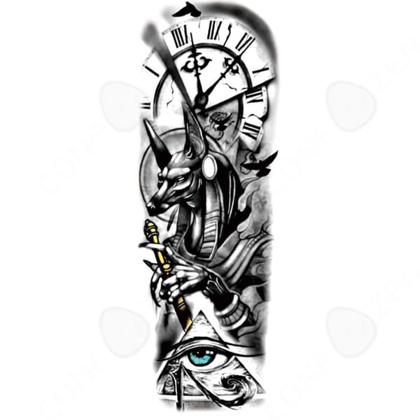 C Tillfälliga tatueringar 48x17 cm Tatueringsdekal med full arm Vattentät tatueringsklistermärke Falsk tatueringsstencil