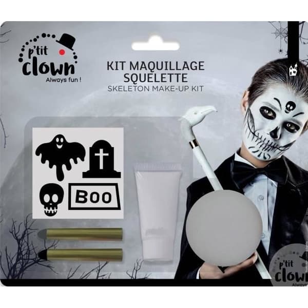 P'TIT Clown re23599 - Sminkkit med skelett/spökleksaker