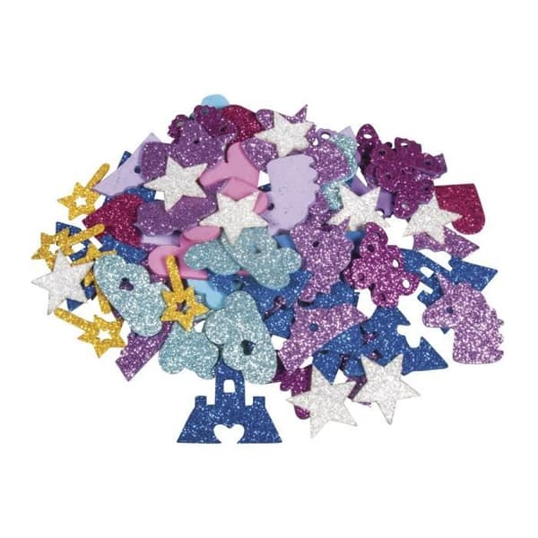 Skumgummi Fable Mix Glitter, 3 - 4cm, självhäftande, 80 st