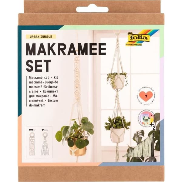 Macramé kit - Urban Jungle - Kreativt set - 7 delar - Grön färg - Instruktioner medföljer