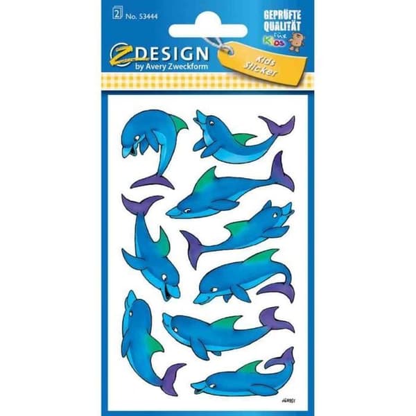 Delfinklistermärken - AVERY ZWECKFORM - Glitterpapper - 2 ark om 9