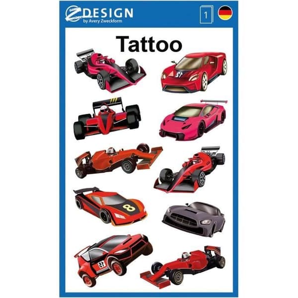 ZDesign KIDS Racing Car Tatueringar, Svart/Röd
