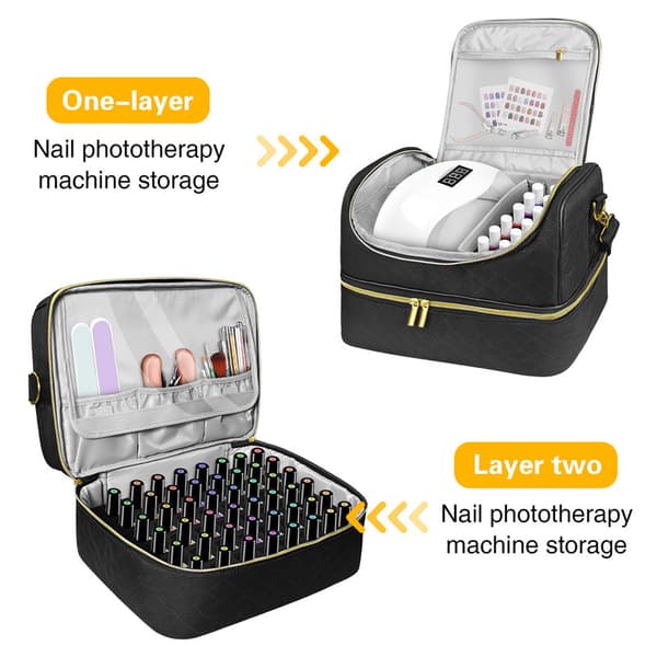 Portabel nagellacksorganisatör 60 flaskor nagellack Resa Crossbody axel Nageltillbehör Verktygsförvaring Väska