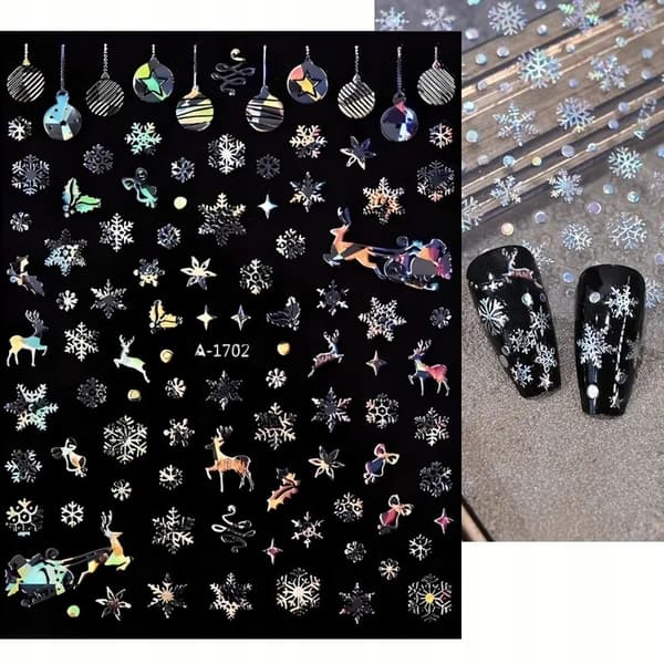 Jouluiset kynsitarrat Glitter LOMA LUMIHIUTALEET PORO