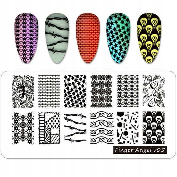 Nagelkonst Stämpelplatta Fingerängel - V05