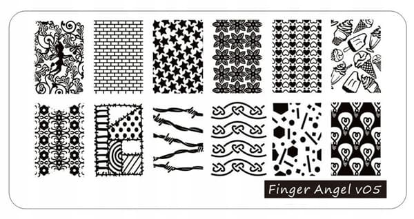 Nagelkonst Stämpelplatta Fingerängel - V05