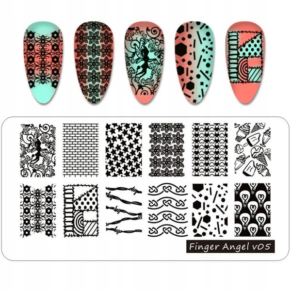 Nagelkonst Stämpelplatta Fingerängel - V05