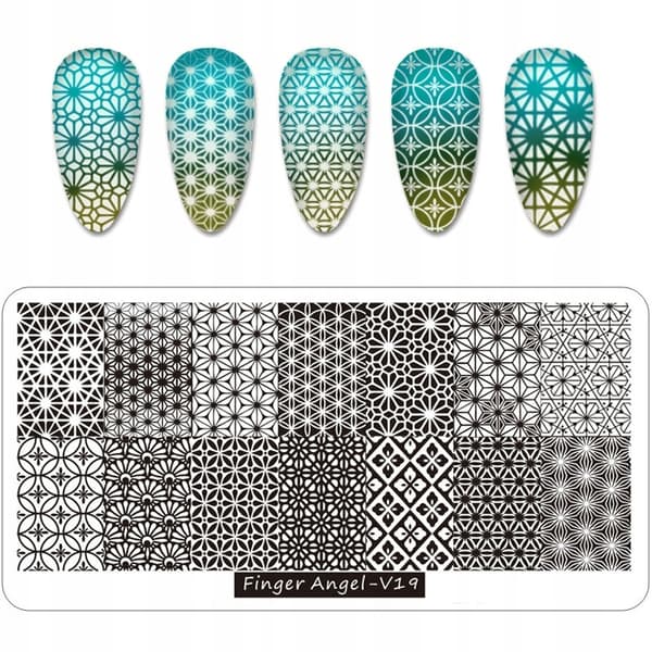 Nagelkonst Stämpelplatta Fingerängel - V19
