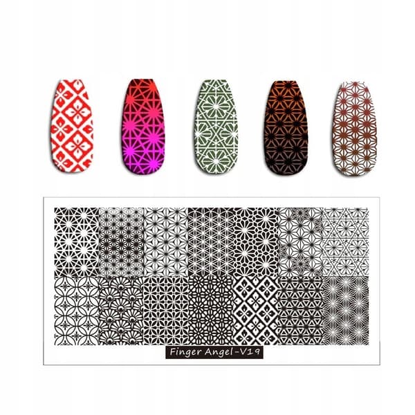 Nagelkonst Stämpelplatta Fingerängel - V19