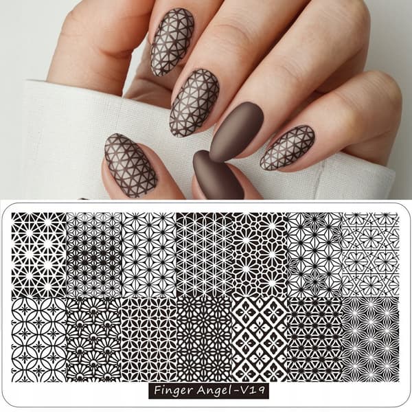 Nagelkonst Stämpelplatta Fingerängel - V19