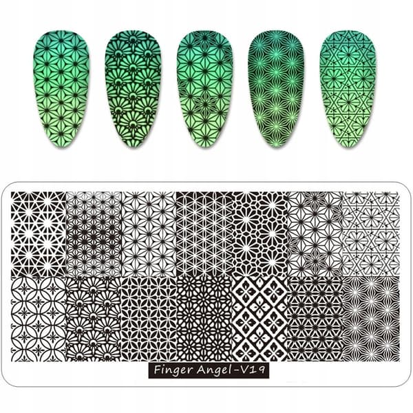 Nagelkonst Stämpelplatta Fingerängel - V19