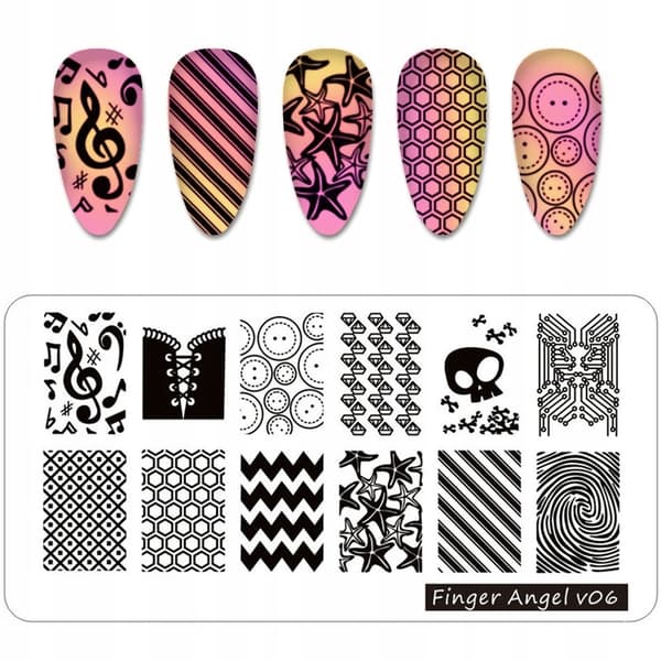 Nagelkonst Stämpelplatta Fingerängel - V06