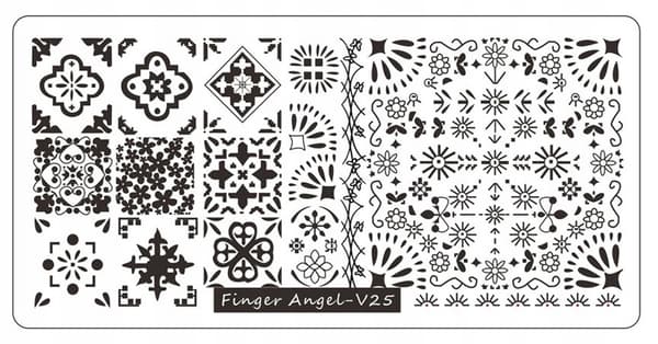 Nagelkonst Stämpelplatta Fingerängel - V25