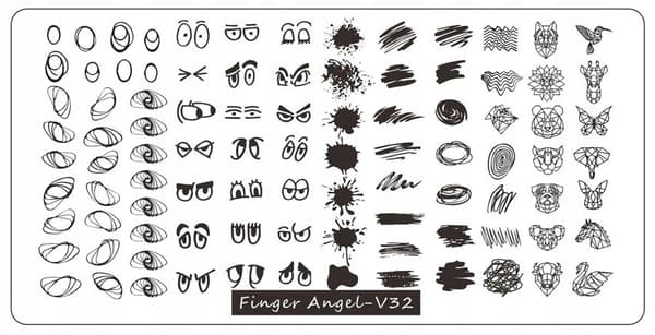 Nagelkonst Stämpelplatta Fingerängel - V32