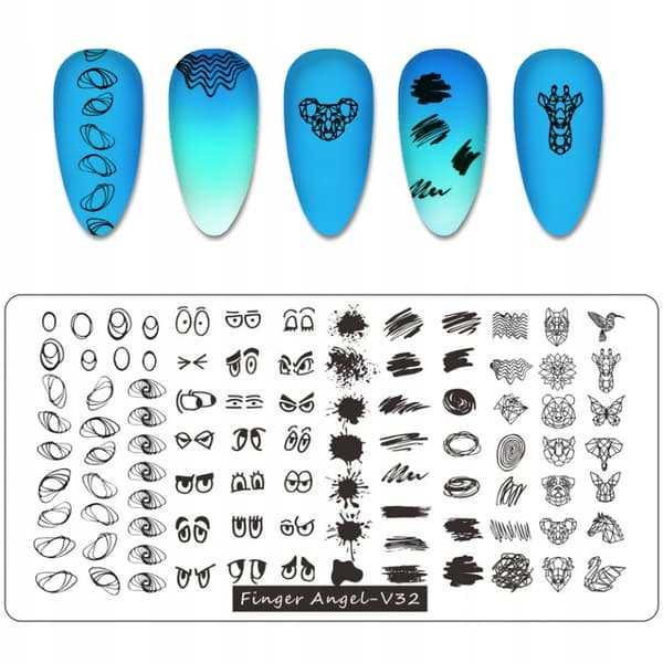 Nagelkonst Stämpelplatta Fingerängel - V32