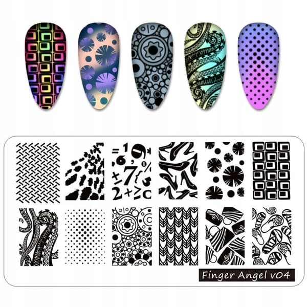 Nagelkonst Stämpelplatta Fingerängel - V04