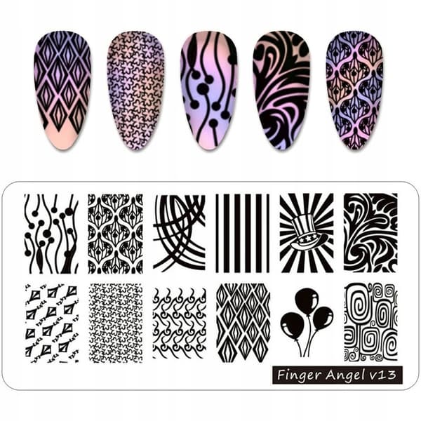 Nagelkonst Stämpelplatta Fingerängel - V13