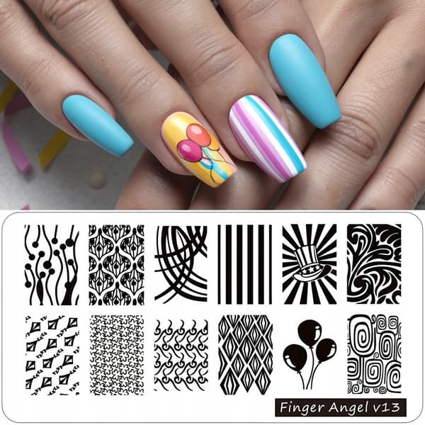 Nagelkonst Stämpelplatta Fingerängel - V13