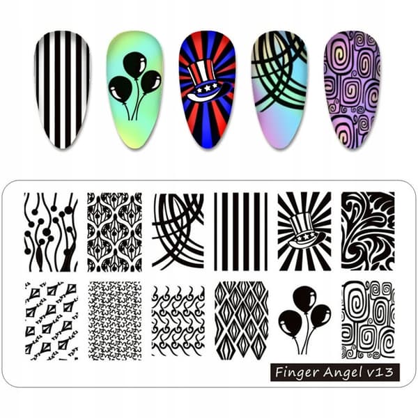 Nagelkonst Stämpelplatta Fingerängel - V13