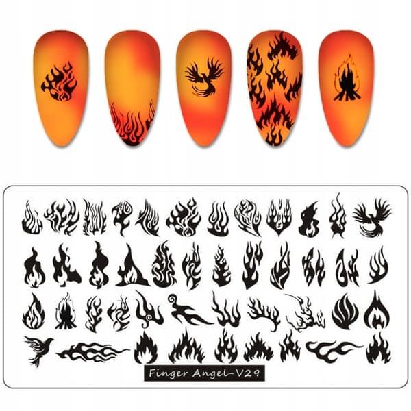 Nagelkonst Stämpelplatta Fingerängel - V29