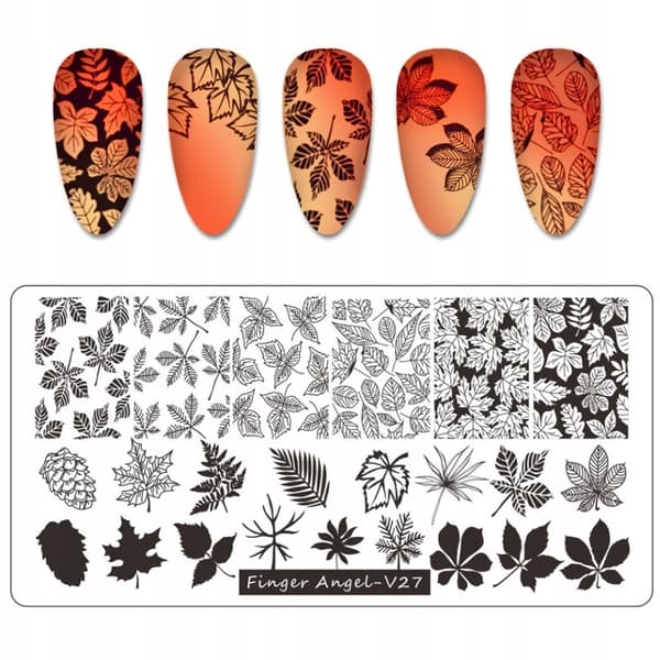 Nagelkonst Stämpelplatta Fingerängel - V27