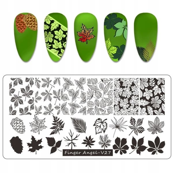 Nagelkonst Stämpelplatta Fingerängel - V27