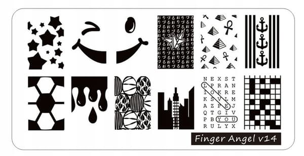Nagelkonst Stämpelplatta Fingerängel - V14